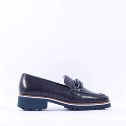 Women Ara Kent 2.0 Cleated Sole Loafer - Dark Navy Leather