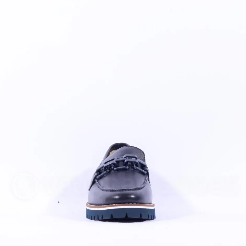 Women Ara Kent 2.0 Cleated Sole Loafer - Dark Navy Leather