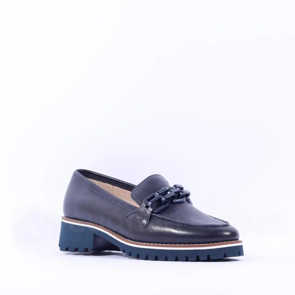 Women Ara Kent 2.0 Cleated Sole Loafer - Dark Navy Leather