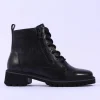Women Ara Kent Side Zip Lace Ankle Boot - Black Lea