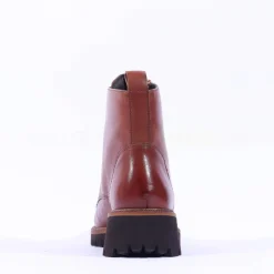 Women Ara Kent Side Zip Lace Ankle Boot - Cognac Leather