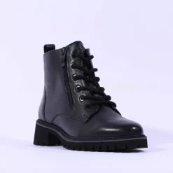 Women Ara Kent Side Zip Lace Ankle Boot - Black Lea
