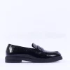 Women Ara Kent Slip On Flat Link Loafer - Black Patent