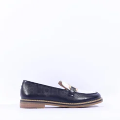Women Ara Kent Slip On Flat Link Loafer - Navy White