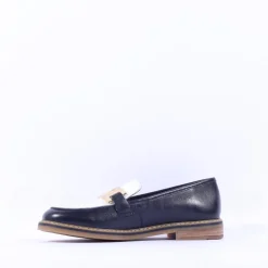 Women Ara Kent Slip On Flat Link Loafer - Navy White