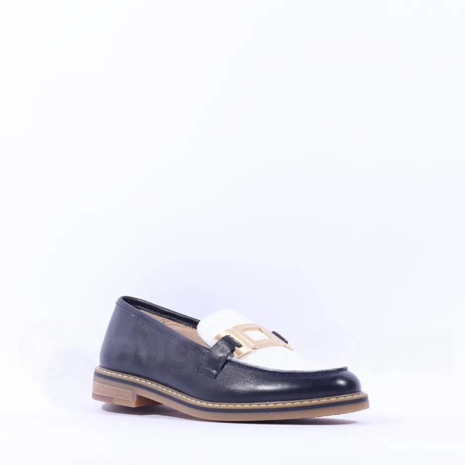Women Ara Kent Slip On Flat Link Loafer - Navy White