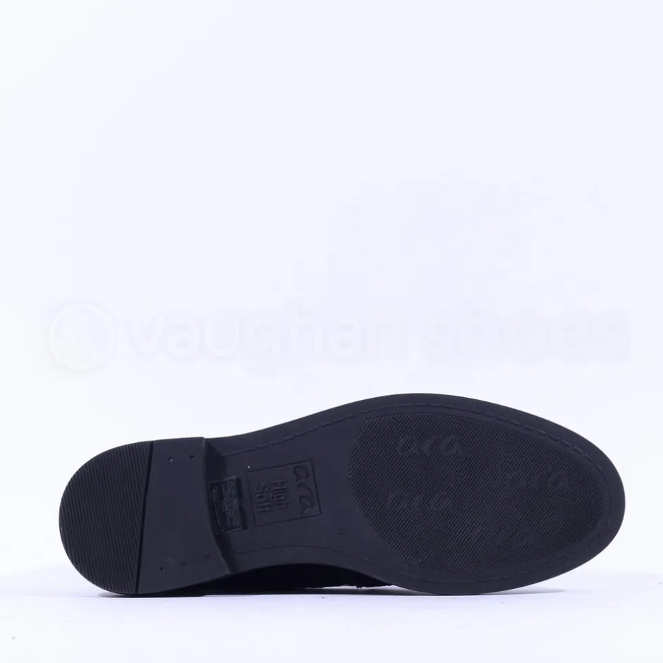 Women Ara Kent Slip On Flat Link Loafer - Black Patent