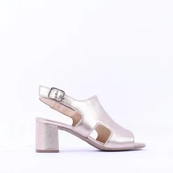 Women Gabor Kerpow Block Heel Covered Sandal - Gold Metallic