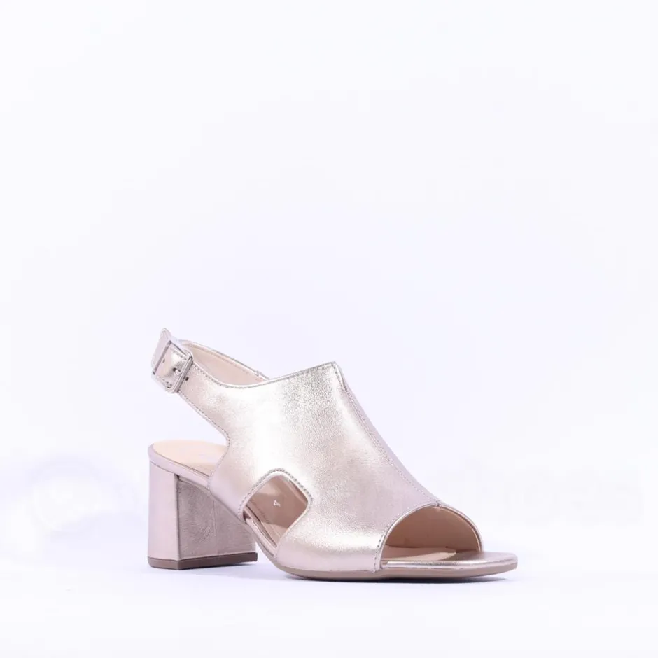 Women Gabor Kerpow Block Heel Covered Sandal - Gold Metallic