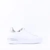 Women Gabor Keystone Platform Lace Trainer - White Silver Leather