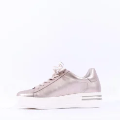 Women Gabor Keystone Platform Lace Trainer - Metallic Leather