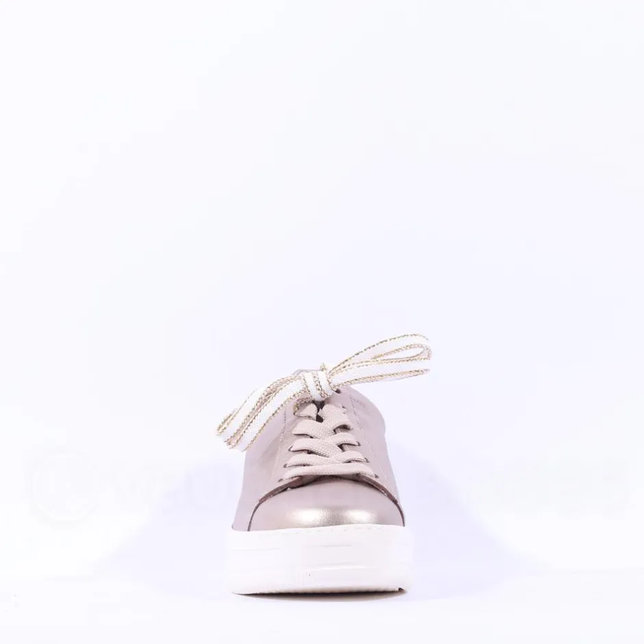 Women Gabor Keystone Platform Lace Trainer - Metallic Leather