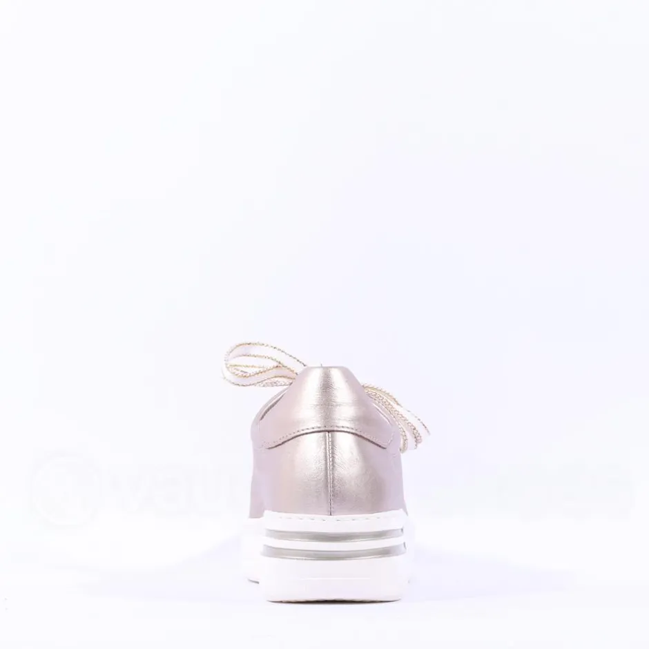 Women Gabor Keystone Platform Lace Trainer - Metallic Leather