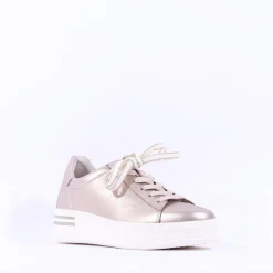 Women Gabor Keystone Platform Lace Trainer - Metallic Leather