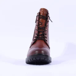 Women S.Oliver Kiwi Lace Zip Military Boot - Cognac Leather