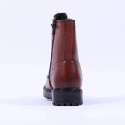 Women S.Oliver Kiwi Lace Zip Military Boot - Cognac Leather