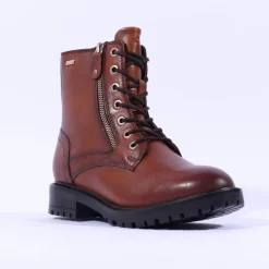 Women S.Oliver Kiwi Lace Zip Military Boot - Cognac Leather