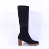 Women Miss Elastic Knee High Stretch Boot - Black Suede