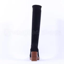 Women Miss Elastic Knee High Stretch Boot - Black Suede