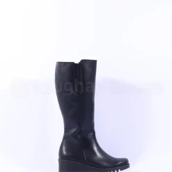Women Pepe Menargues Knee High Wedge Boot - Black Leather