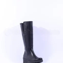 Women Pepe Menargues Knee High Wedge Boot - Black Leather