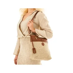 Rieker Knitted Front Zip Crossbody - Beige Tan