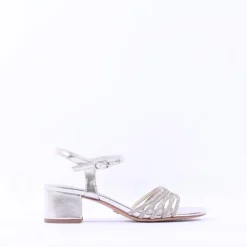 Women Tamaris Koli Strappy Low Block Heel Sand - Silver