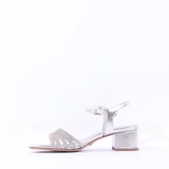 Women Tamaris Koli Strappy Low Block Heel Sand - Silver