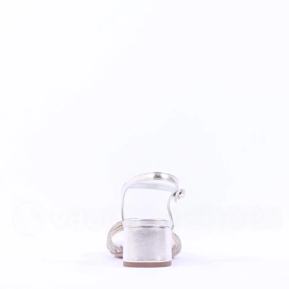 Women Tamaris Koli Strappy Low Block Heel Sand - Silver
