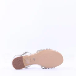 Women Tamaris Koli Strappy Low Block Heel Sand - Silver