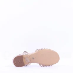 Women Tamaris Koli Strappy Low Block Heel Sand - Rose Gold
