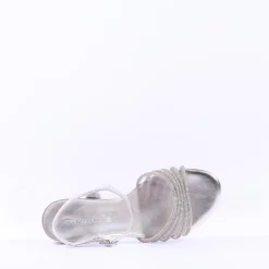 Women Tamaris Koli Strappy Low Block Heel Sand - Silver