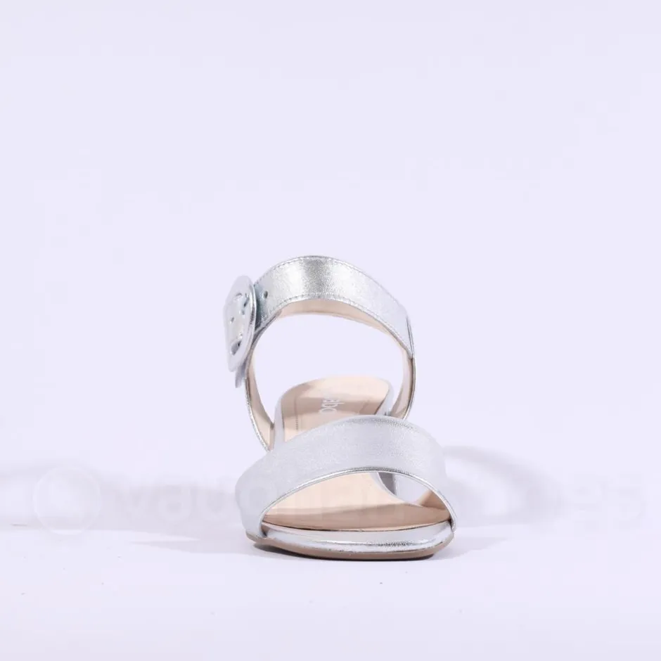 Women Gabor Kooky Block Heel Slingback Sandal - Silver Leather