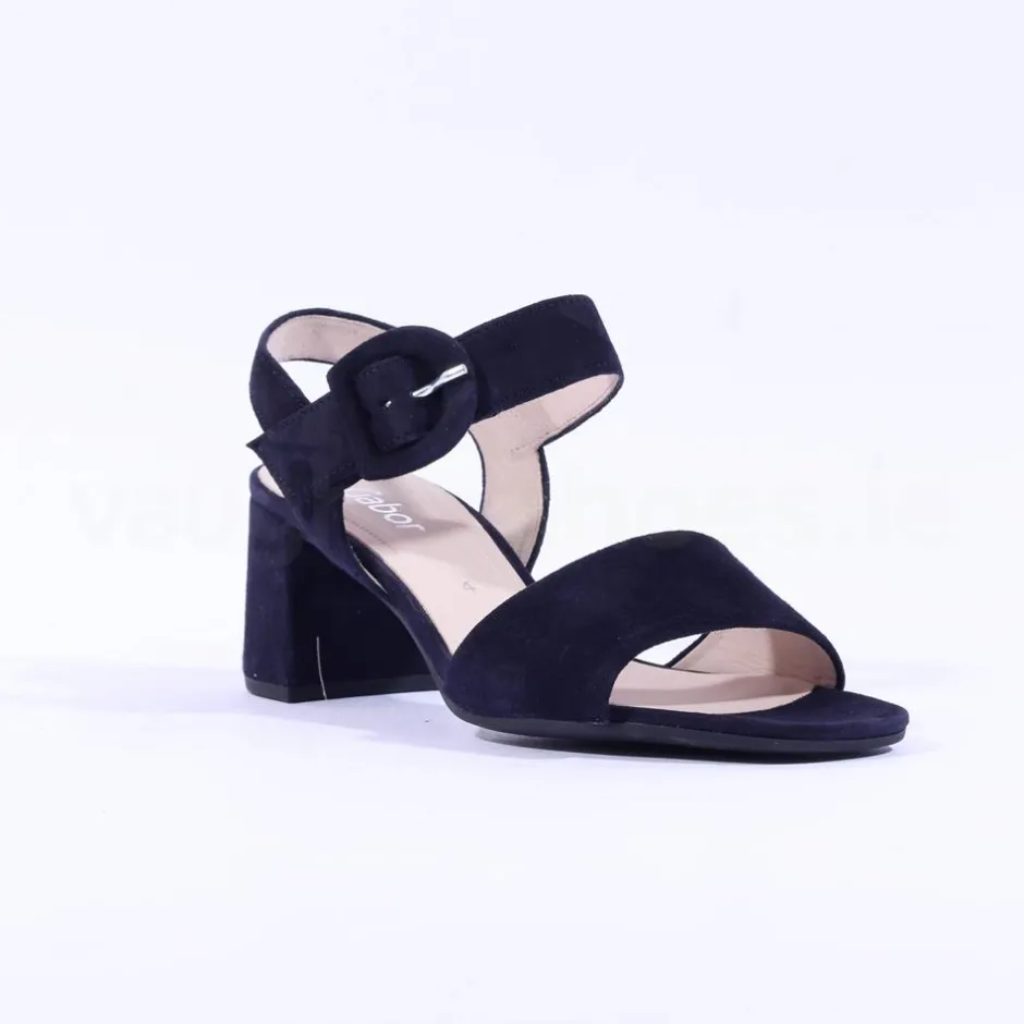 Women Gabor Kooky Block Heel Slingback Sandal - Navy Suede