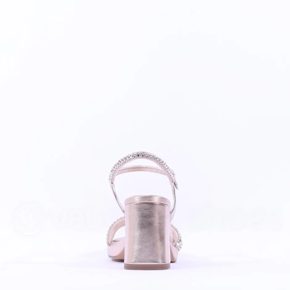 Women Tamaris Koreyoshi Platform Block Sandal - Rose Gold Sparkle