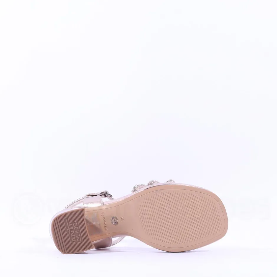 Women Tamaris Koreyoshi Platform Block Sandal - Rose Gold Sparkle