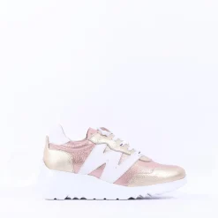 Women Wonders Kyoto Wedge Bungee Lace Trainer - Gold Combination