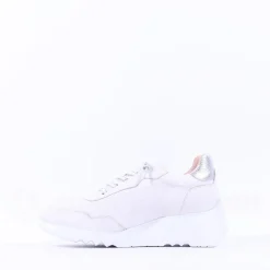 Women Wonders Kyoto Wedge Bungee Lace Trainer - White Silver