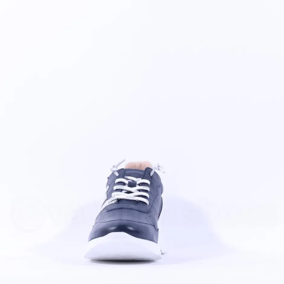 Women Wonders Kyoto Wedge Bungee Lace Trainer - Dark Navy Leather