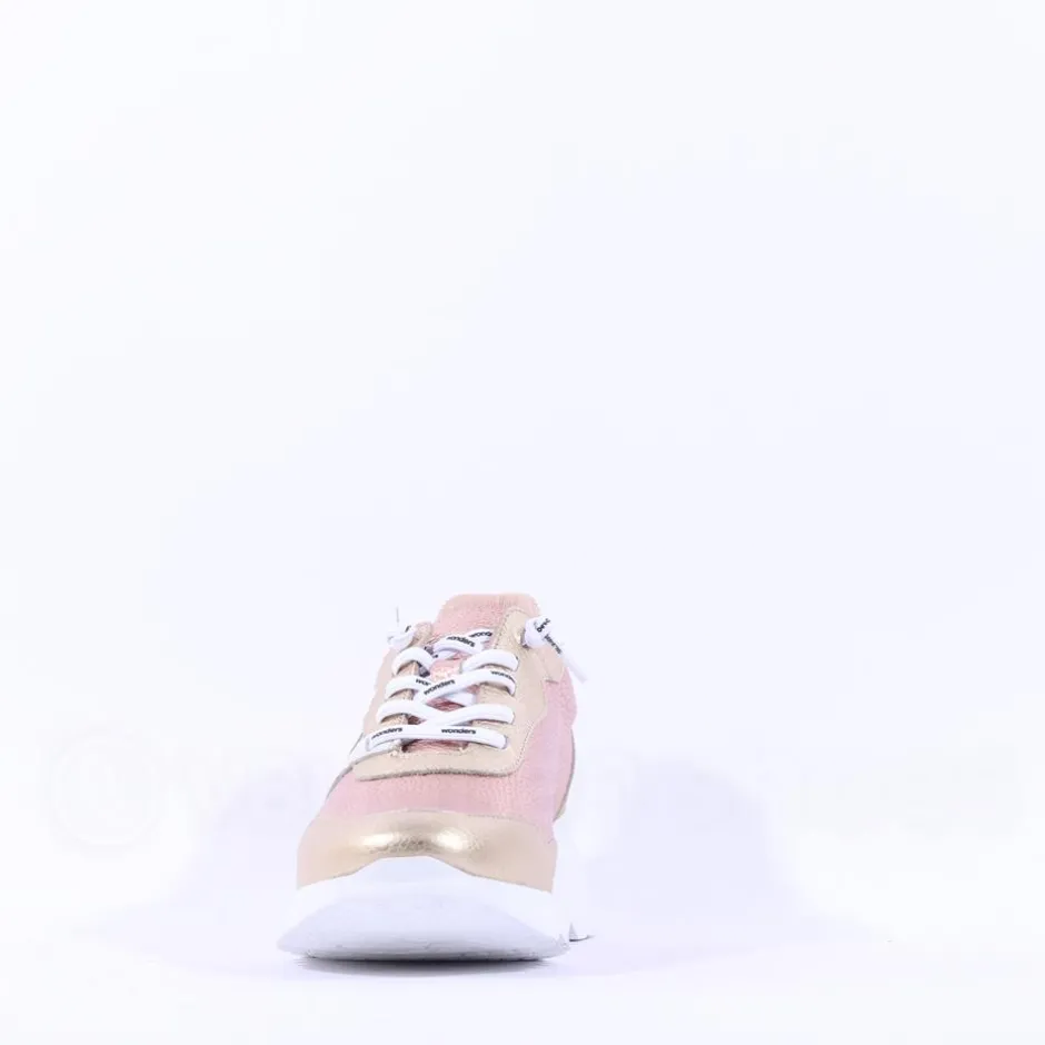 Women Wonders Kyoto Wedge Bungee Lace Trainer - Gold Combination