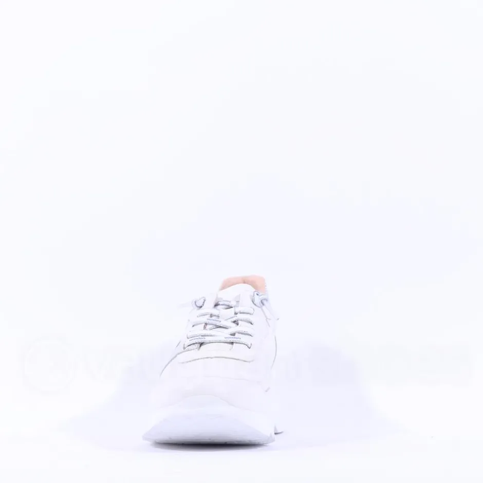 Women Wonders Kyoto Wedge Bungee Lace Trainer - White Silver