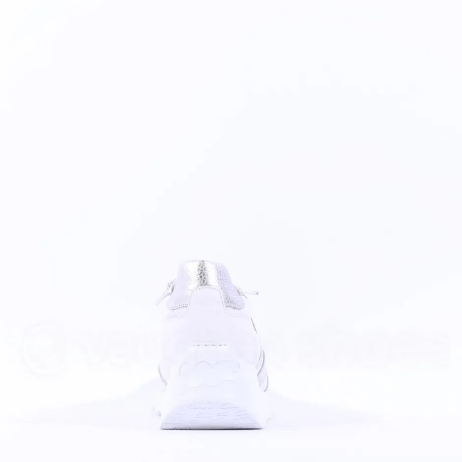 Women Wonders Kyoto Wedge Bungee Lace Trainer - White Silver