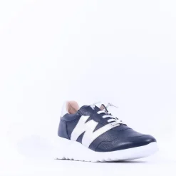 Women Wonders Kyoto Wedge Bungee Lace Trainer - Dark Navy Leather