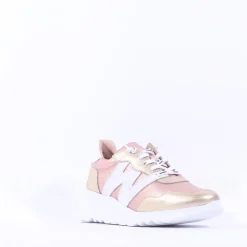 Women Wonders Kyoto Wedge Bungee Lace Trainer - Gold Combination