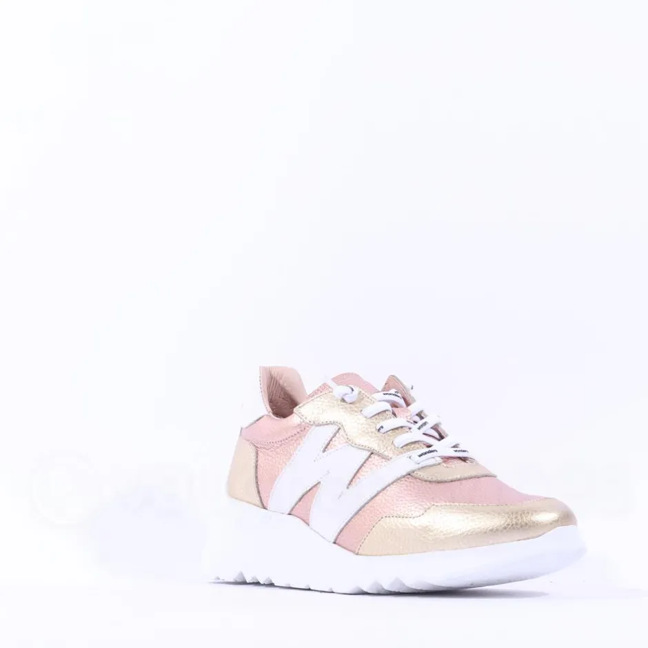 Women Wonders Kyoto Wedge Bungee Lace Trainer - Gold Combination