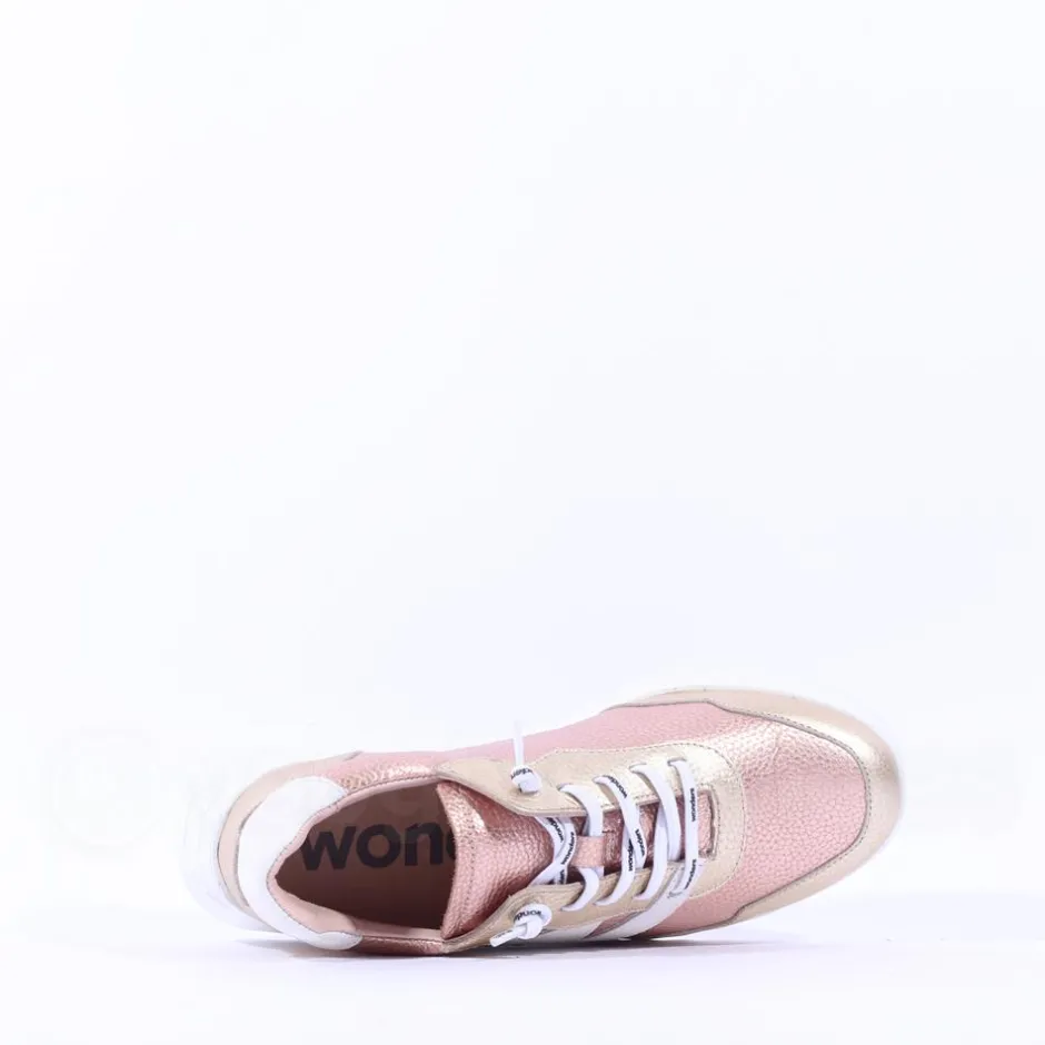 Women Wonders Kyoto Wedge Bungee Lace Trainer - Gold Combination