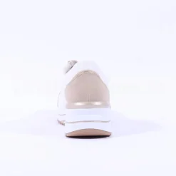 Women Remonte Lace Wedge Trainer With Side Zip - White Taupe