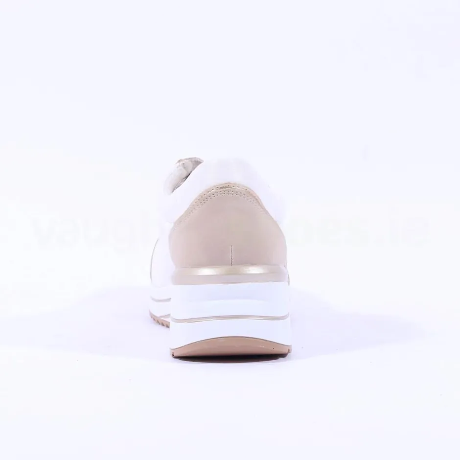 Women Remonte Lace Wedge Trainer With Side Zip - White Taupe