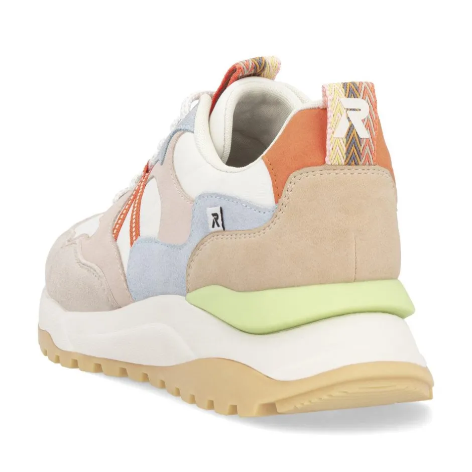Women Rieker Laced Casual Fabric Trainer - Pastel Multi