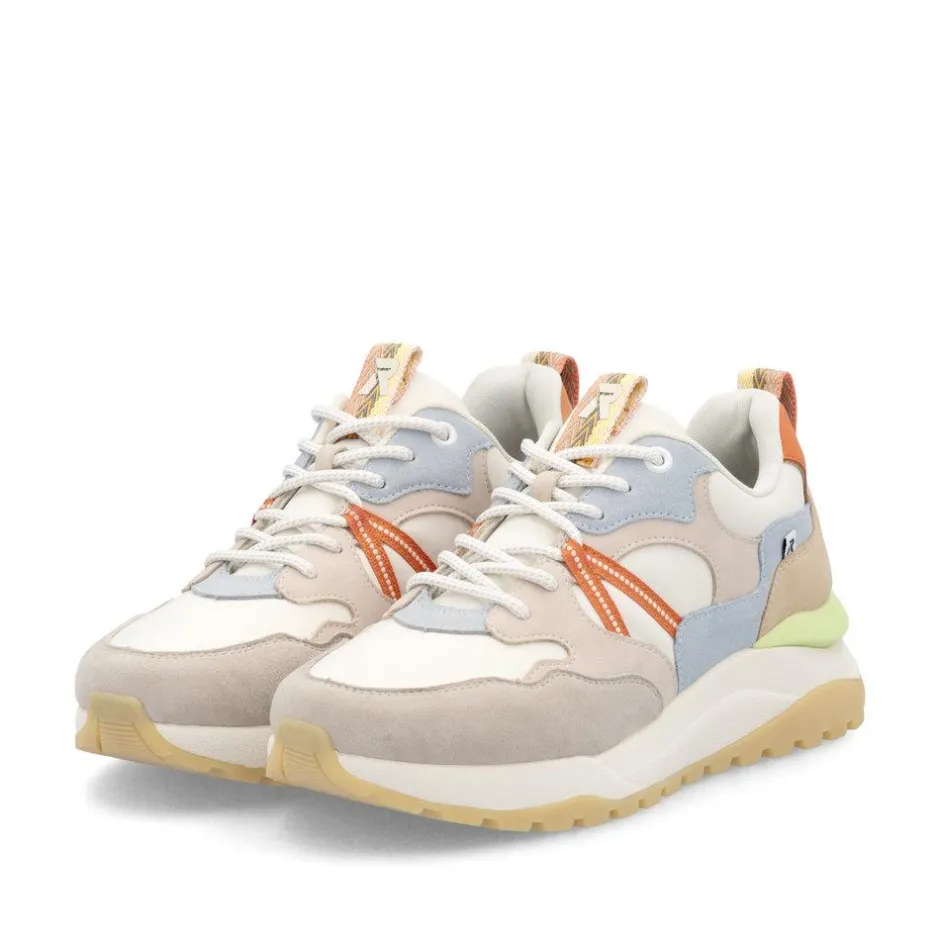 Women Rieker Laced Casual Fabric Trainer - Pastel Multi